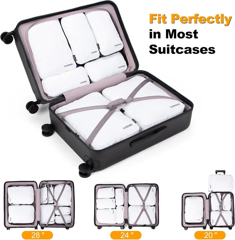 Velaybor 8 Set Compression Packing Cubes for Travel, Waterproof Luggage Organizers, Suitcase Organizer Set for Carry-On & Checked Baggage, Travel Accessories for Men & Women - Image 2